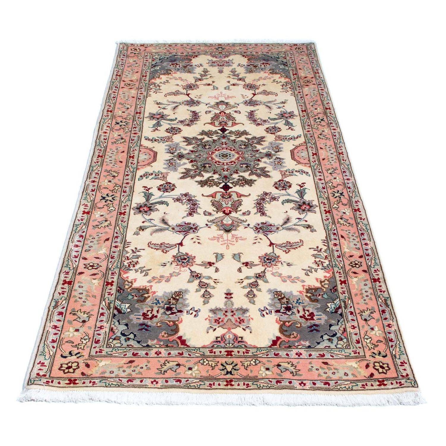 Tapis de couloir Tapis persan - Tabriz - Royal - 203 x 83 cm - beige