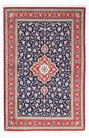 Tapis persan - Ghom - 200 x 130 cm - bleu foncé