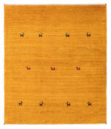 Tapis Gabbeh - Loribaft Persan carré  - 103 x 85 cm - orange