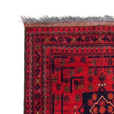 Tapis de couloir Tapis afghan - Kunduz - 298 x 79 cm - rouge foncé