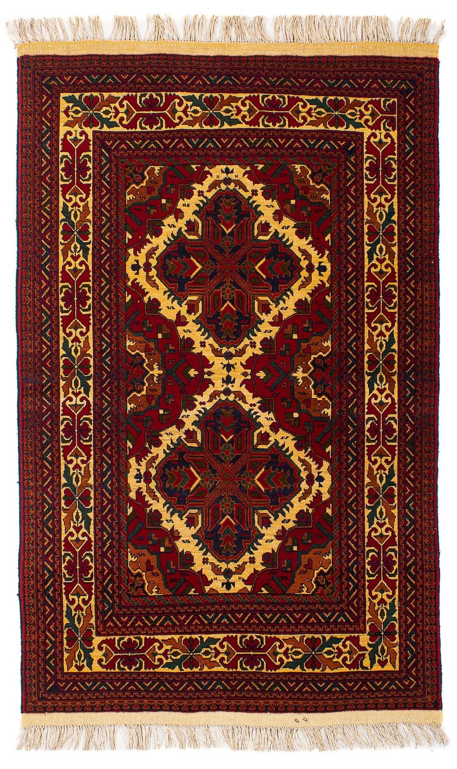 Tapis afghan - 145 x 93 cm - rouge foncé