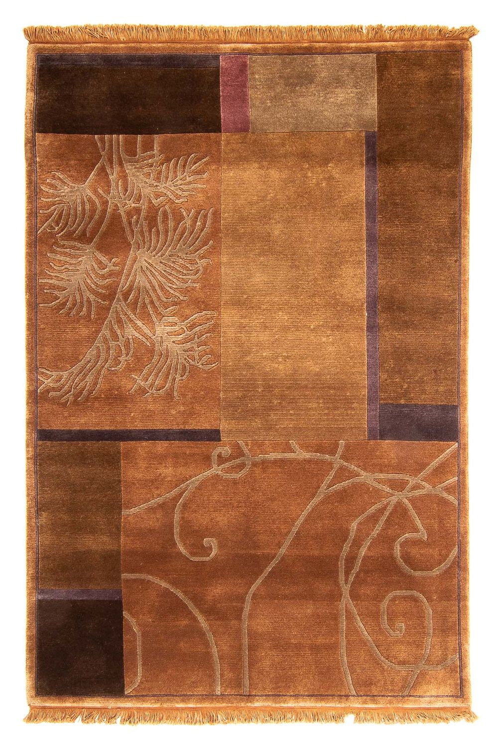 Tapis Népalais - 207 x 142 cm - marron