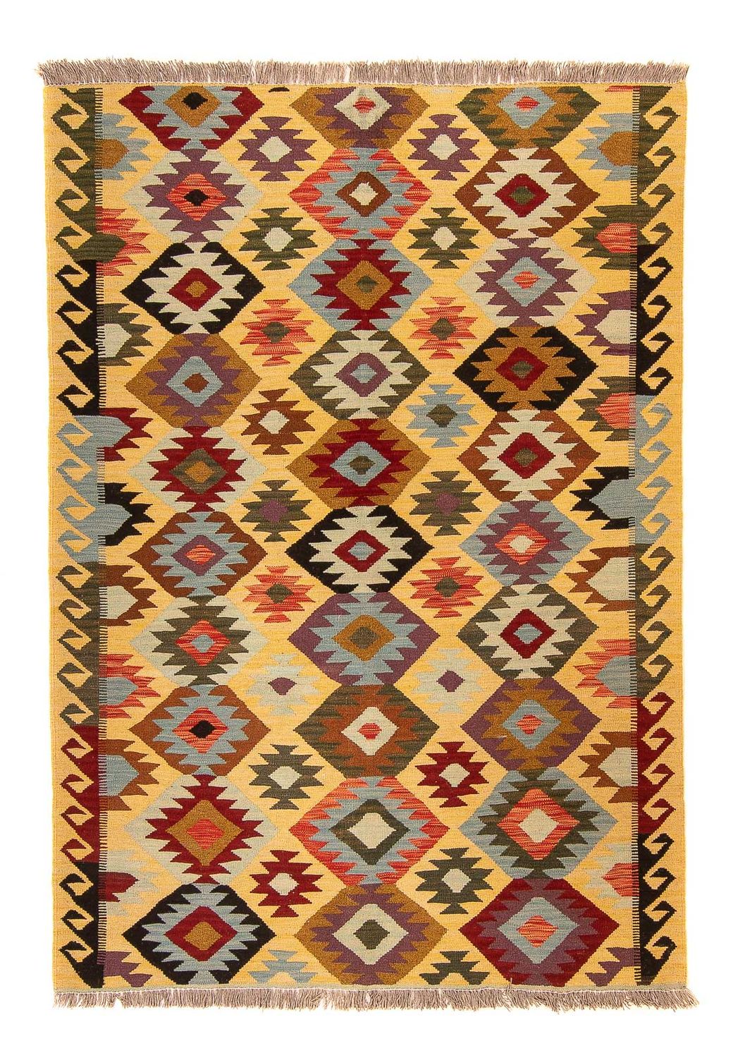 Kelim Carpet - Splash - 204 x 144 cm - flerfarvet