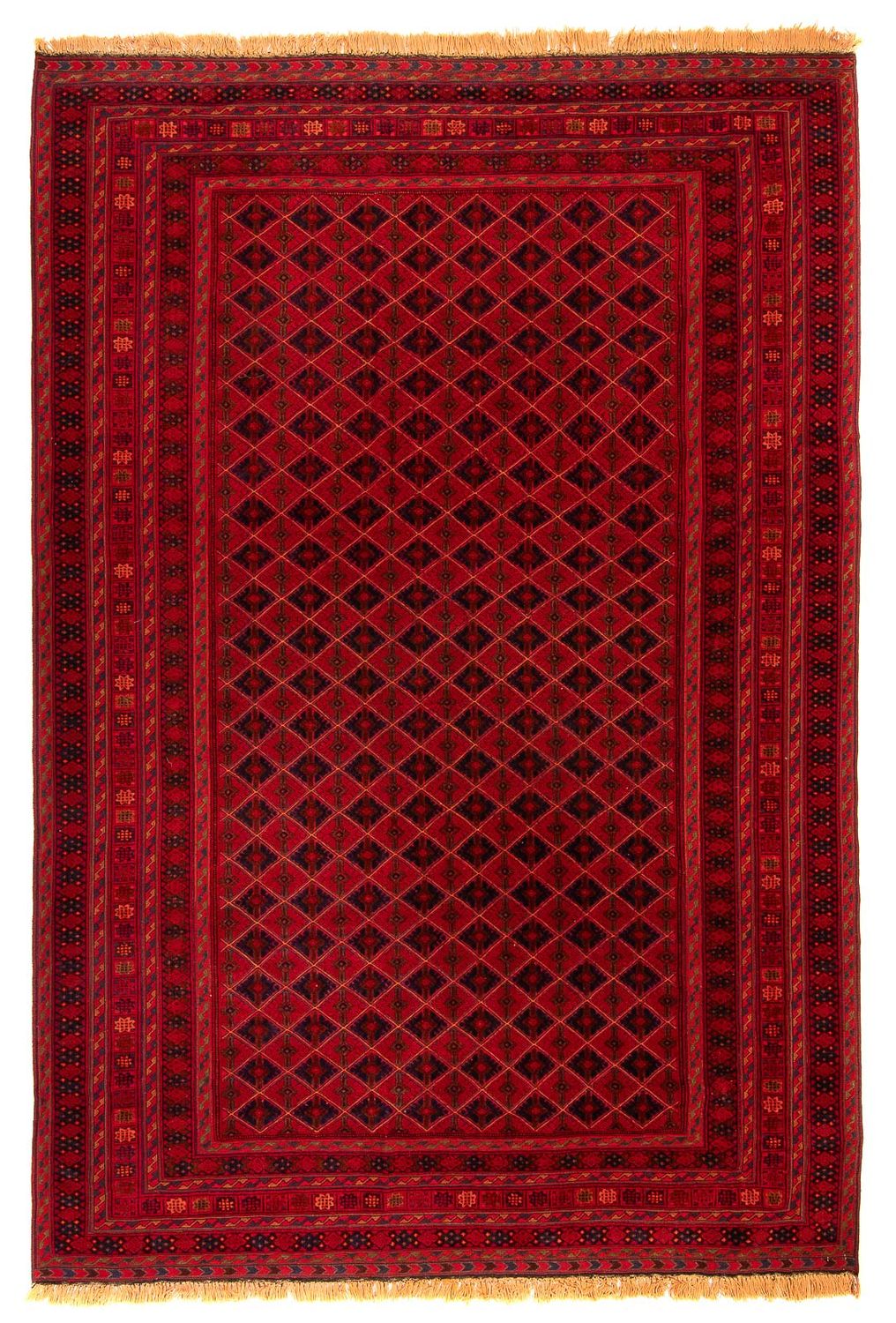 Tapete afegão - Bukhara - 283 x 208 cm - vermelho escuro