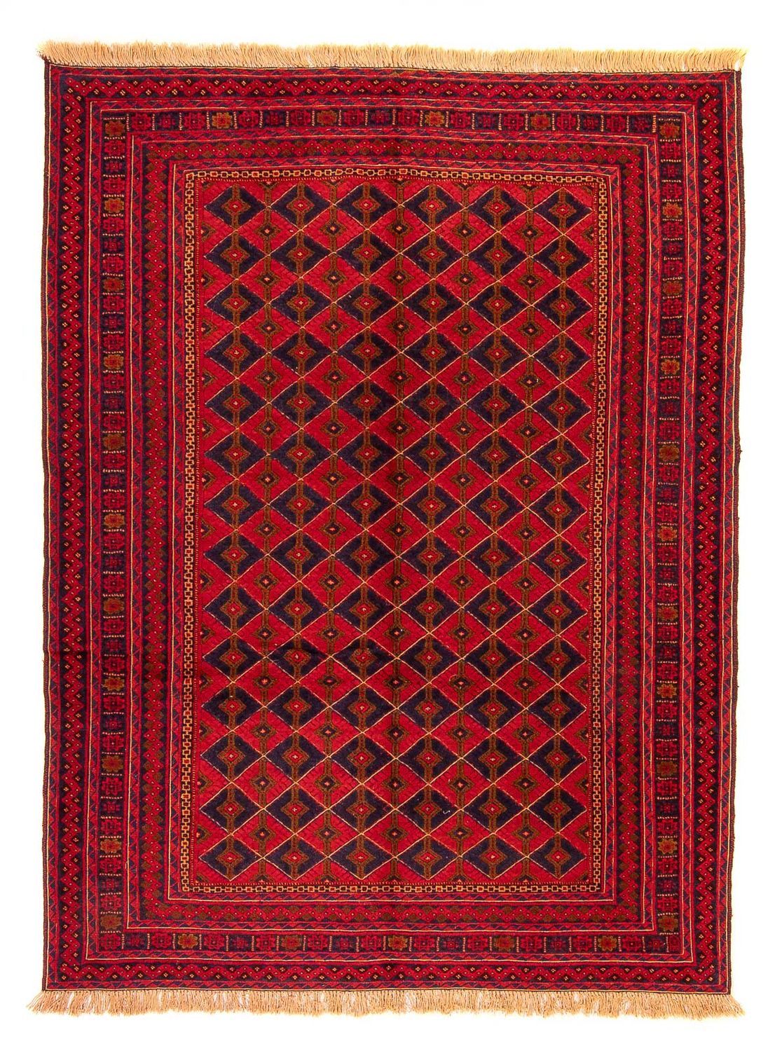 Kelim Carpet - orientalisk matta - 198 x 151 cm - mörkröd