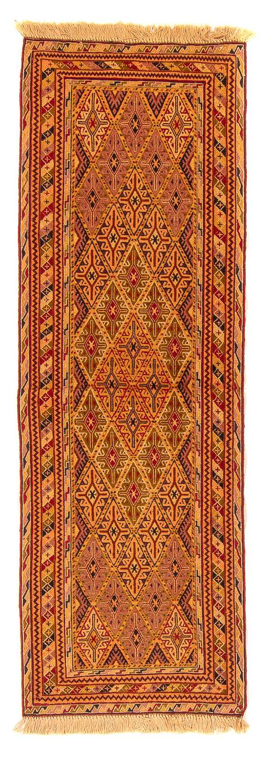 Alfombra de pasillo Alfombra Kelim - Oriental - 194 x 61 cm - marrón