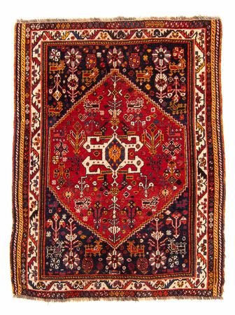 Tapis persan - Nomadic - 142 x 115 cm - rouge foncé