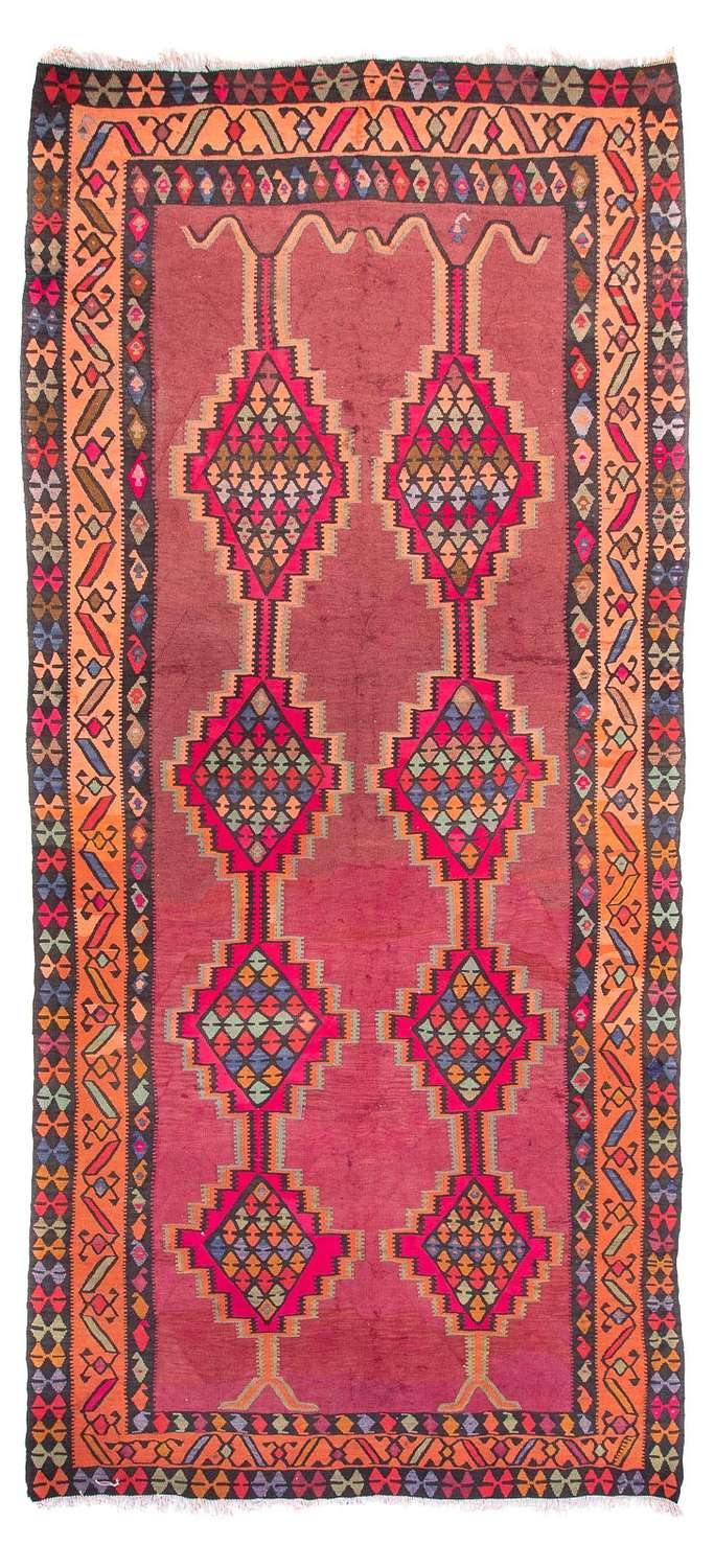 Loper Kelim tapijt - Oud - 400 x 180 cm - licht rood