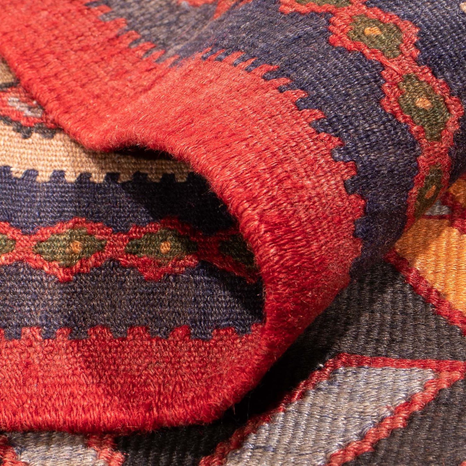 Biegacz Dywan Kelim - Stary - 440 x 140 cm - czerwony