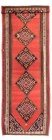 Biegacz Dywan Kelim - Stary - 440 x 140 cm - czerwony
