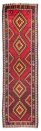 Tapis de couloir Tapis Kelim - Vieux - 440 x 124 cm - rouge foncé