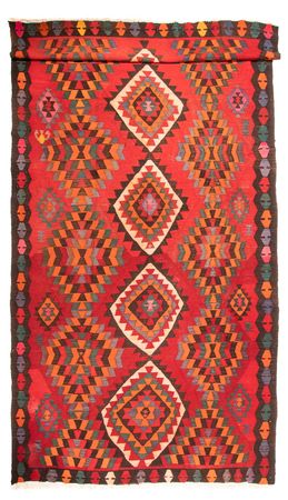 Tapis de couloir Tapis Kelim - Vieux - 430 x 210 cm - rouge