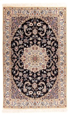 Alfombra Persa - Nain - Real - 156 x 98 cm - azul oscuro