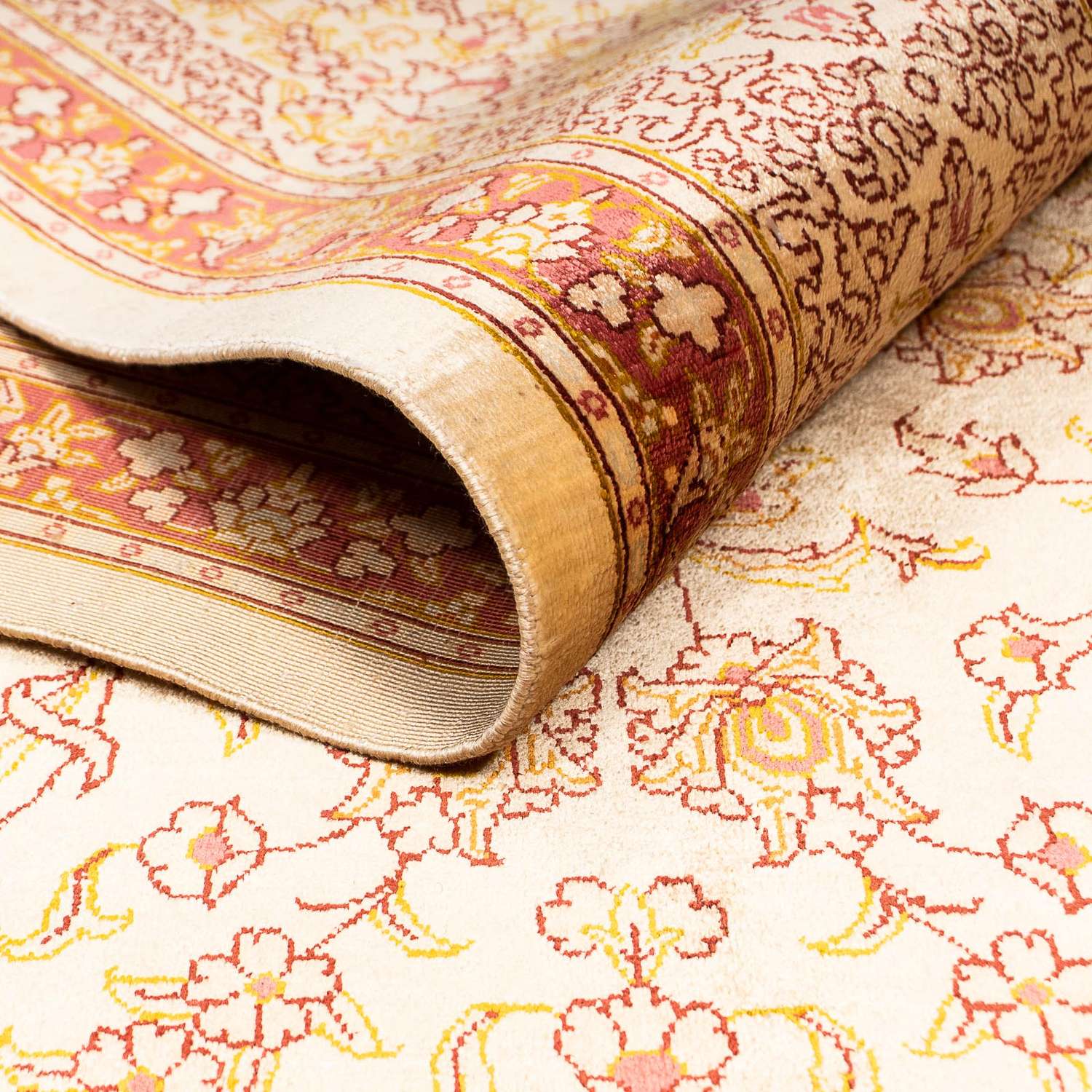 Zijden tapijt - Ghom Silk - Premium - 237 x 154 cm - bruin