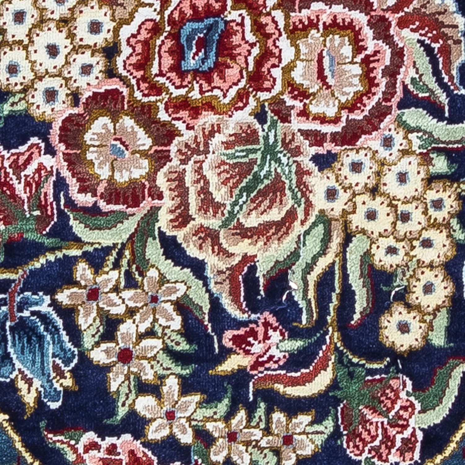 Jedwabny dywan - Ghom Silk - Premium - 40 x 28 cm - ciemnoniebieski