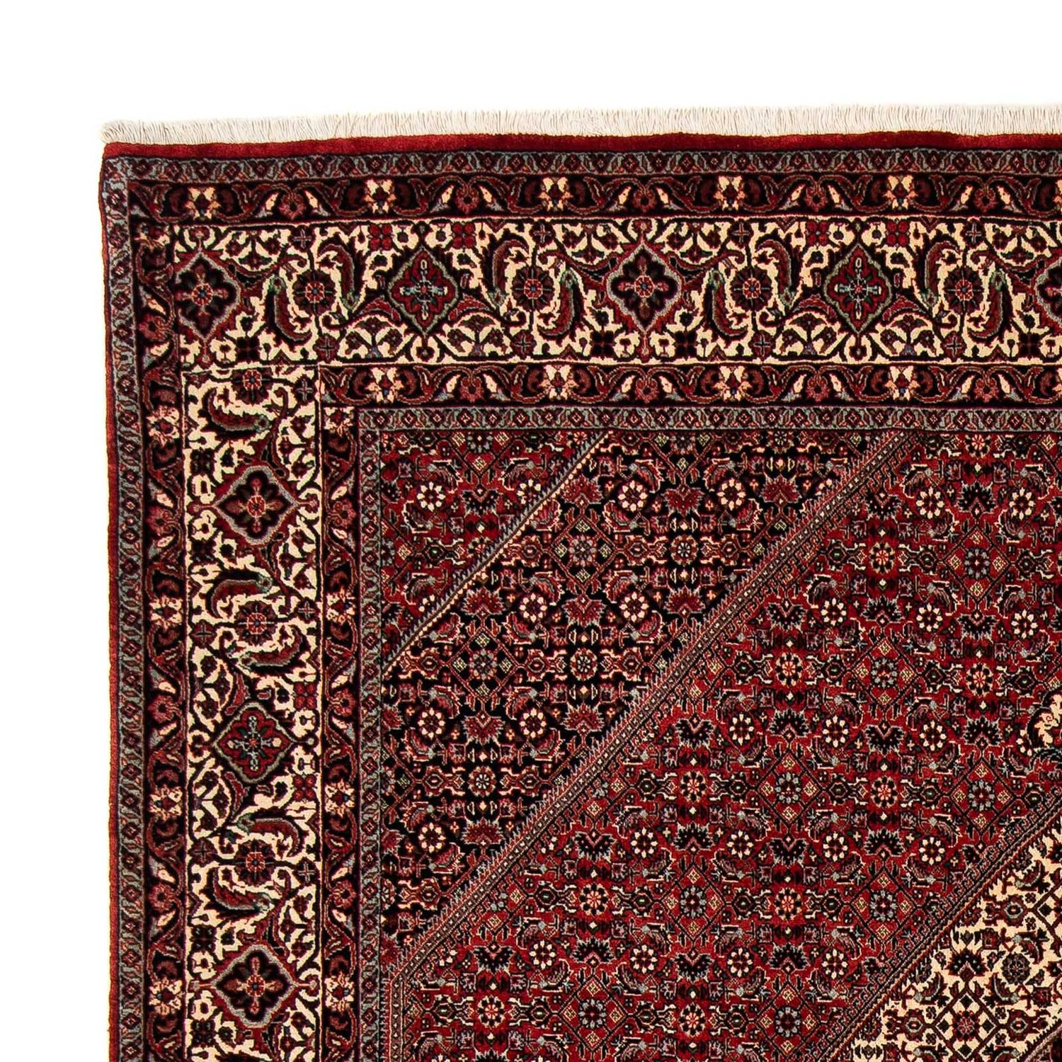 Tapis persan - Bidjar - 253 x 202 cm - rouge foncé