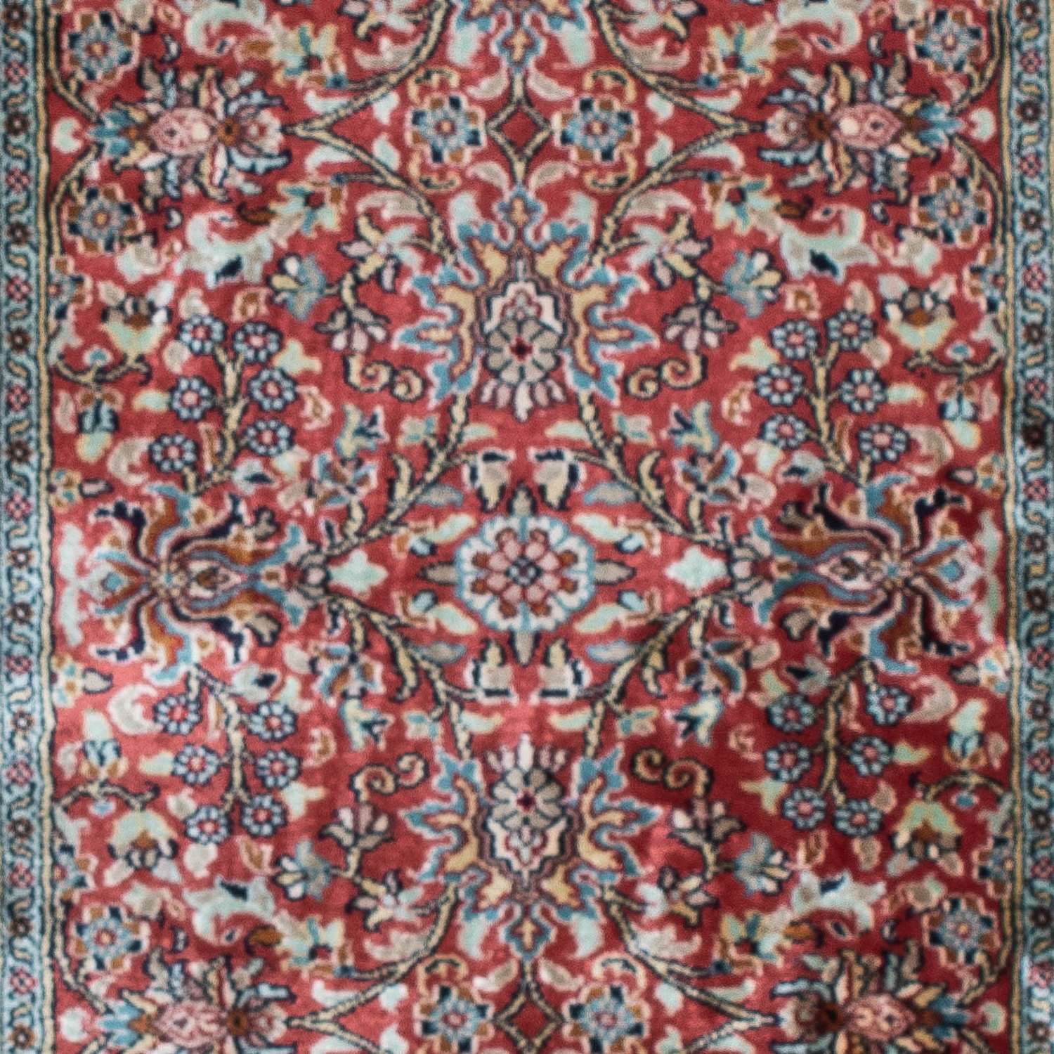 Alfombra de pasillo Alfombra de seda - Seda de Cachemira - 179 x 64 cm - rojo oscuro