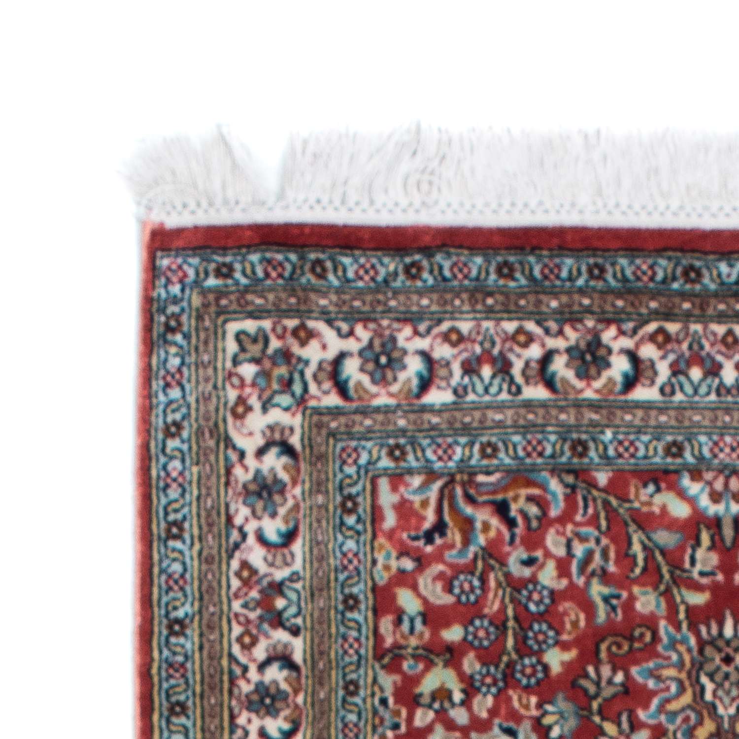 Tappeto corsia Tappeto di seta - Seta del Kashmir - 179 x 64 cm - rosso scuro