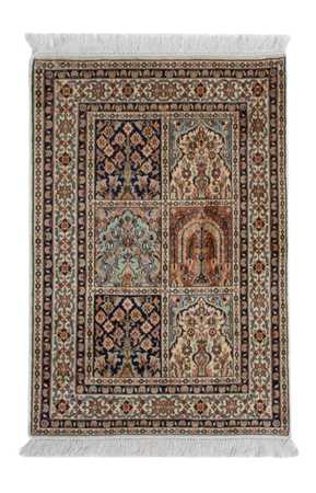 Silk Rug - Kashmir Silk - 93 x 63 cm - multicolored