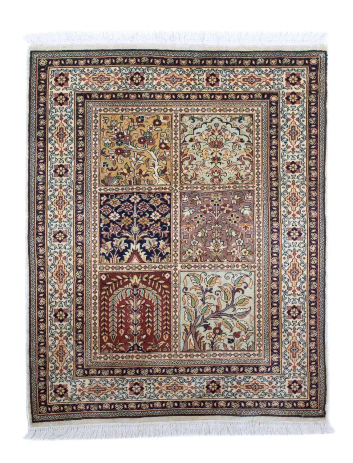 Alfombra de seda - Seda de Cachemira - 100 x 74 cm - multicolor
