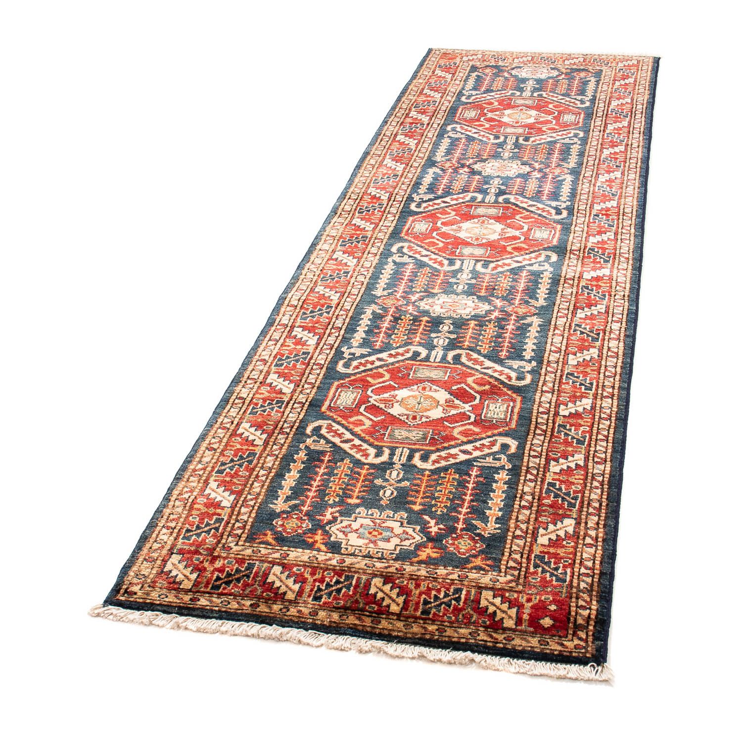 Loper Ziegler Tapijt - Kazak - 258 x 74 cm - donkerblauw