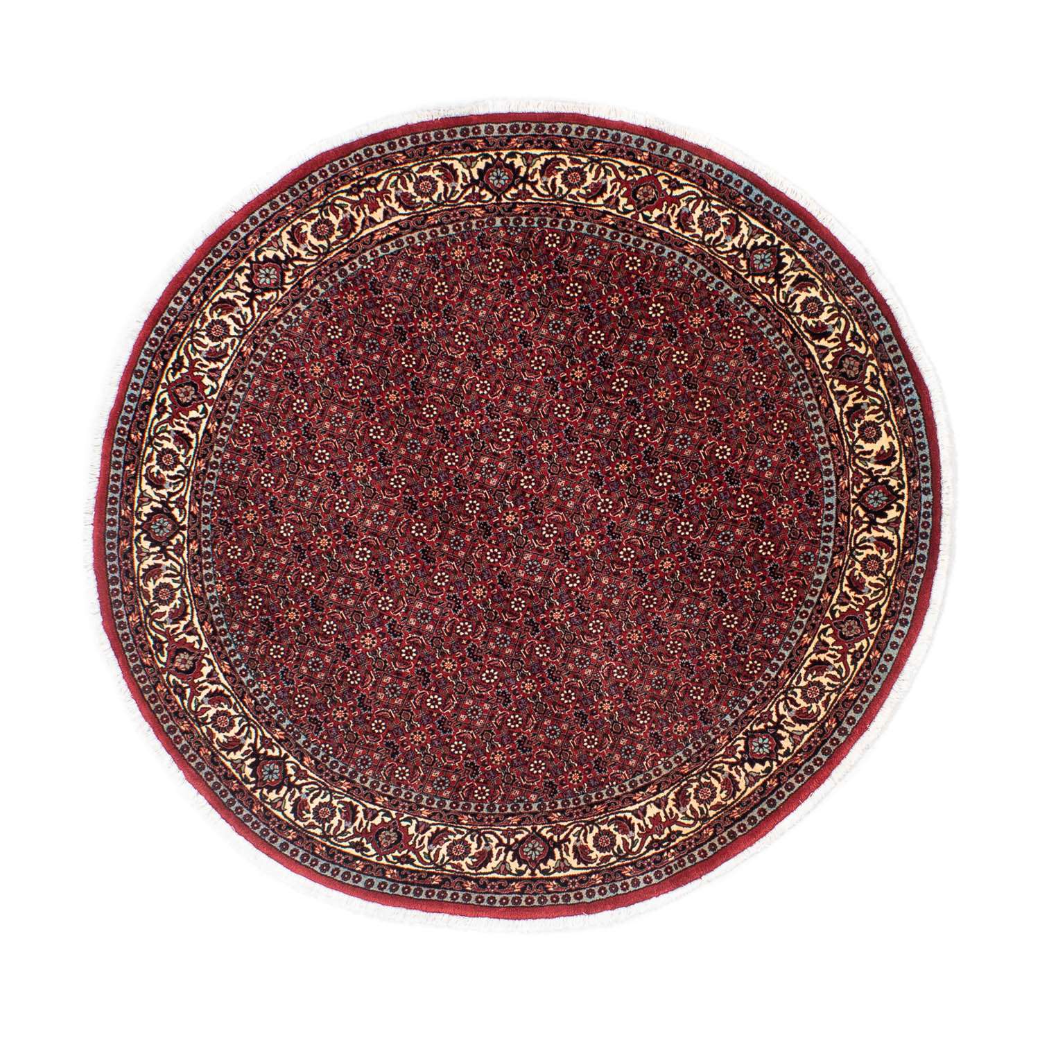 Alfombra persa - Bidjar redondo  - 155 x 155 cm - rojo oscuro