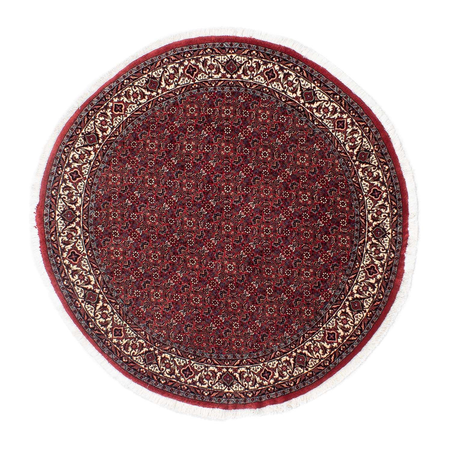 Tapis persan - Bidjar ronde  - 150 x 150 cm - rouge foncé