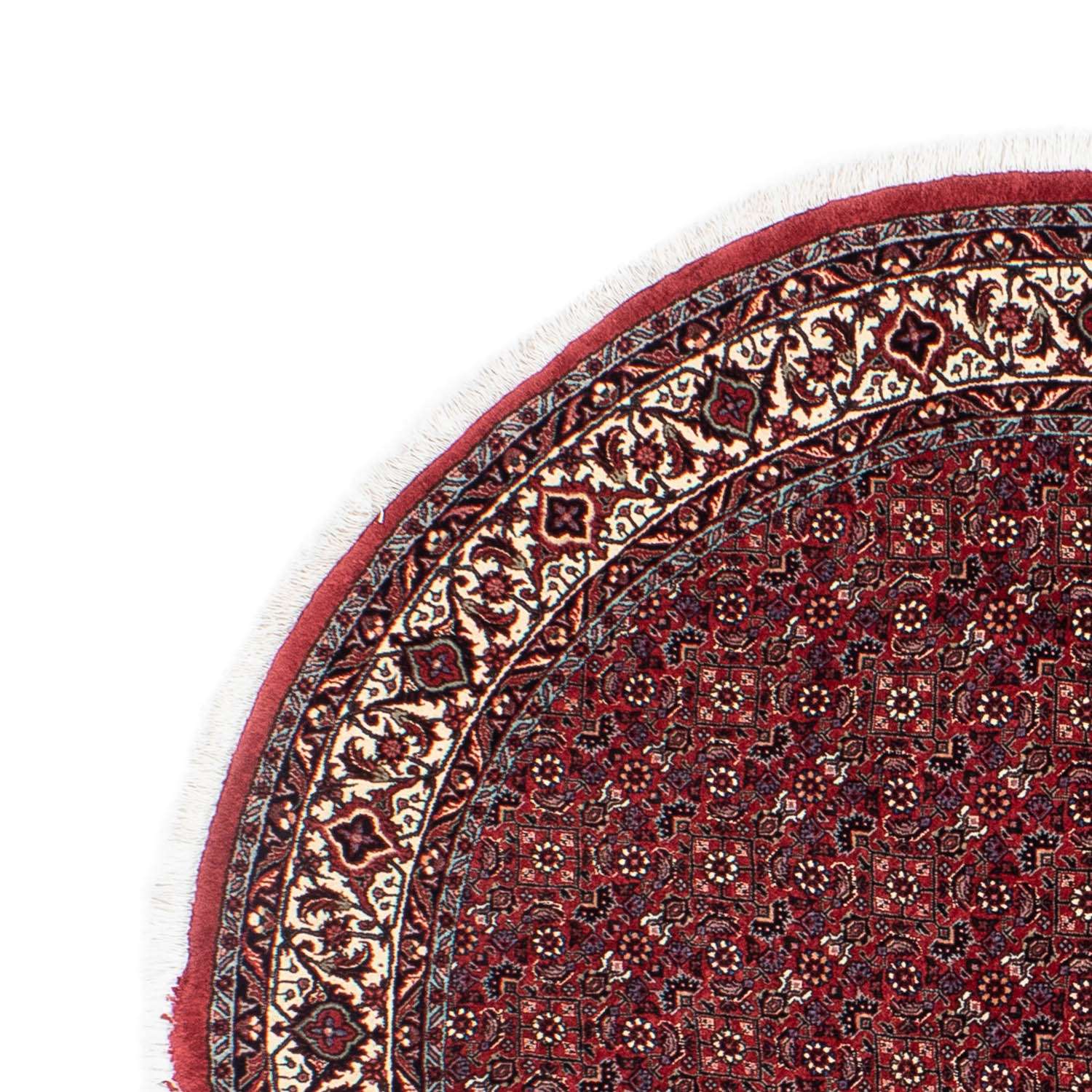 Persisk tæppe - Bijar rundt  - 150 x 150 cm - mørkerød