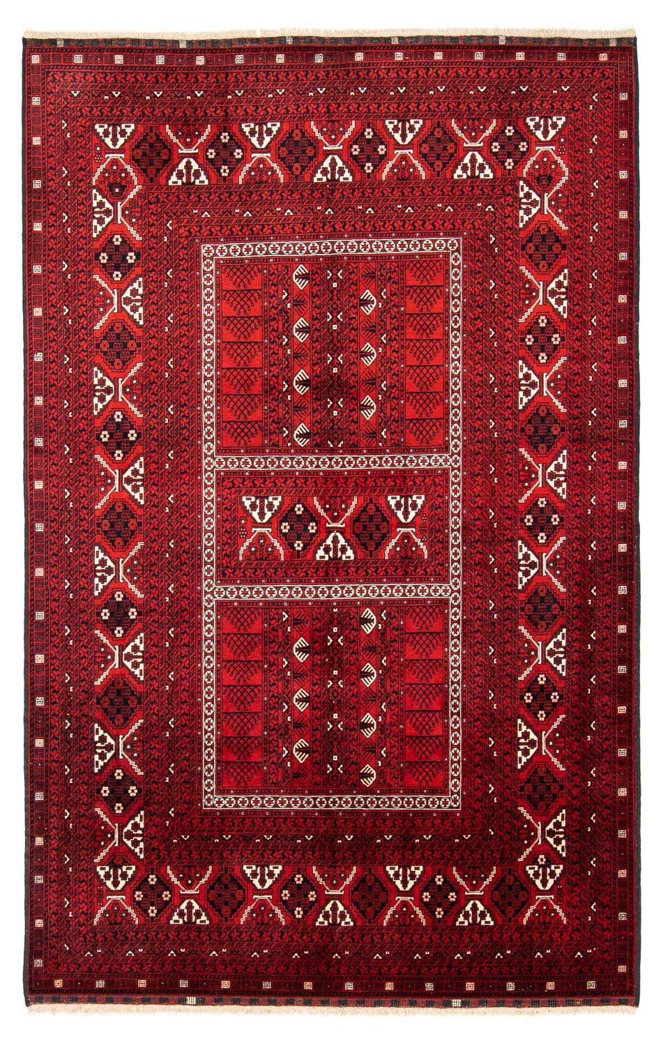 Turkaman-tæppe - 243 x 160 cm - mørkerød