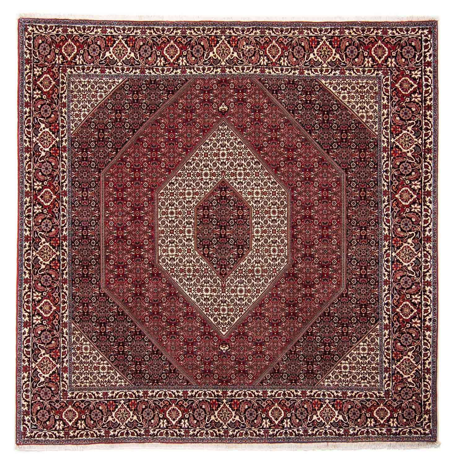 Tapete Persa - Bijar praça  - 250 x 250 cm - vermelho escuro