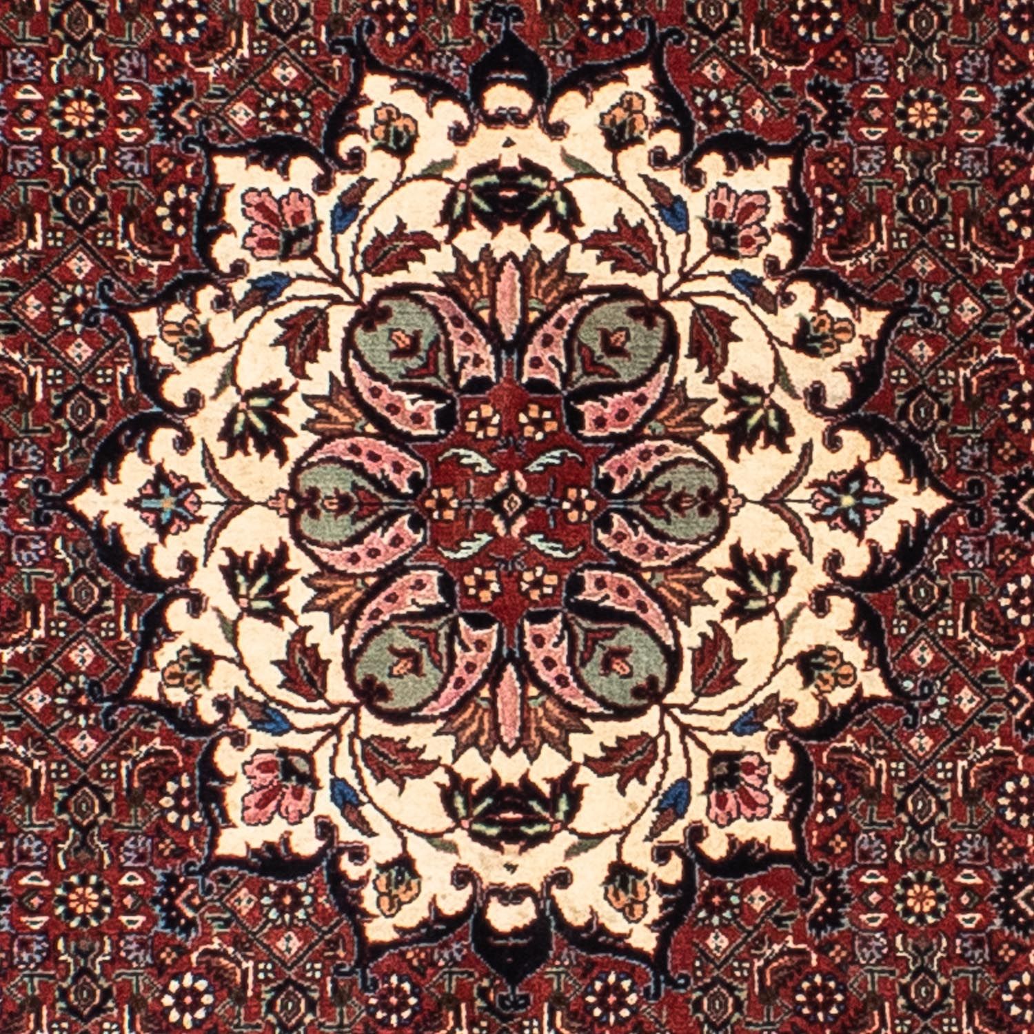 Tapis persan - Bidjar ronde  - 158 x 158 cm - rouge foncé