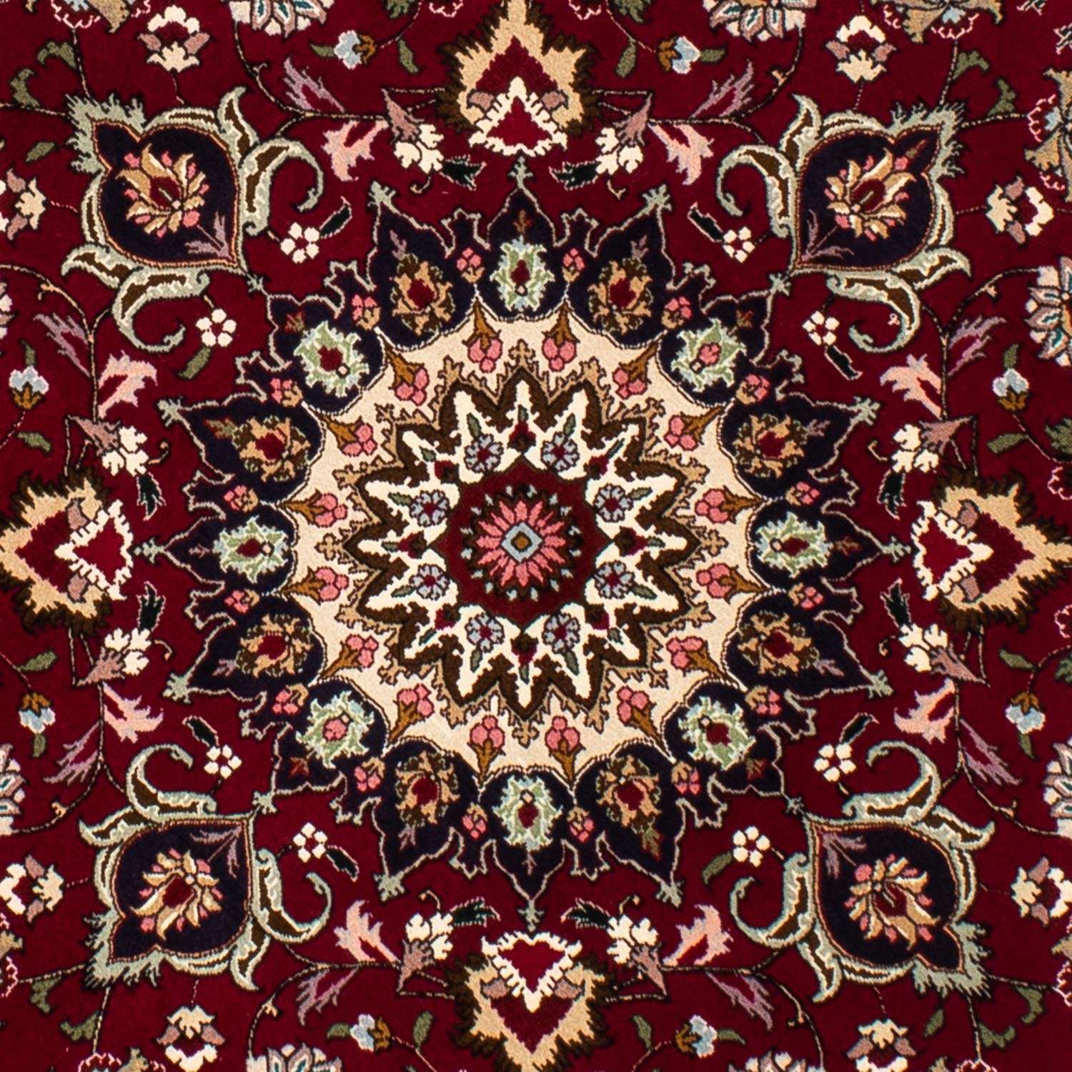 Alfombra Persa - Tabriz - Real redondo  - 150 x 150 cm - rojo oscuro