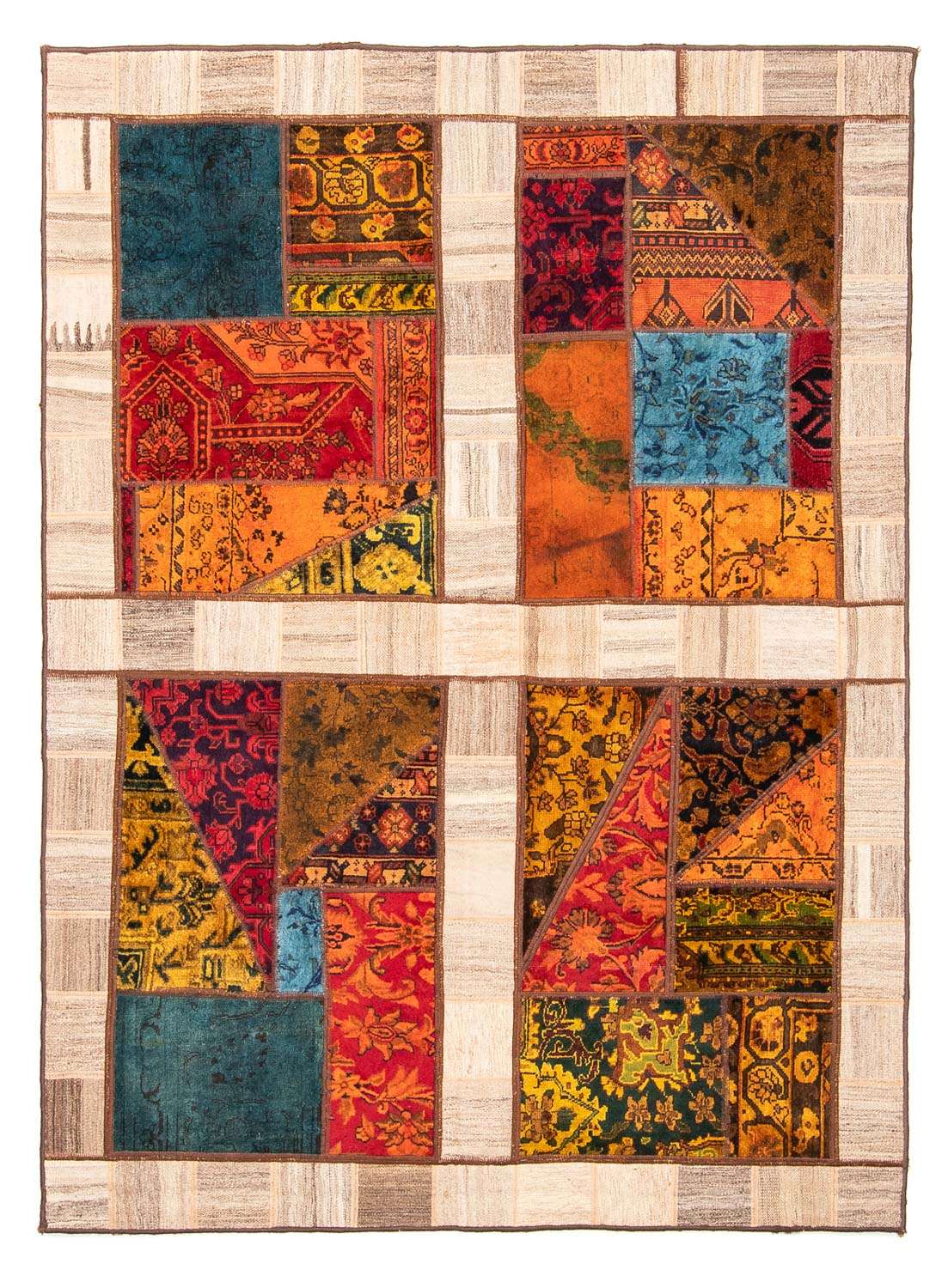 Tapete de trabalho em patchwork - 221 x 161 cm - multicolorido