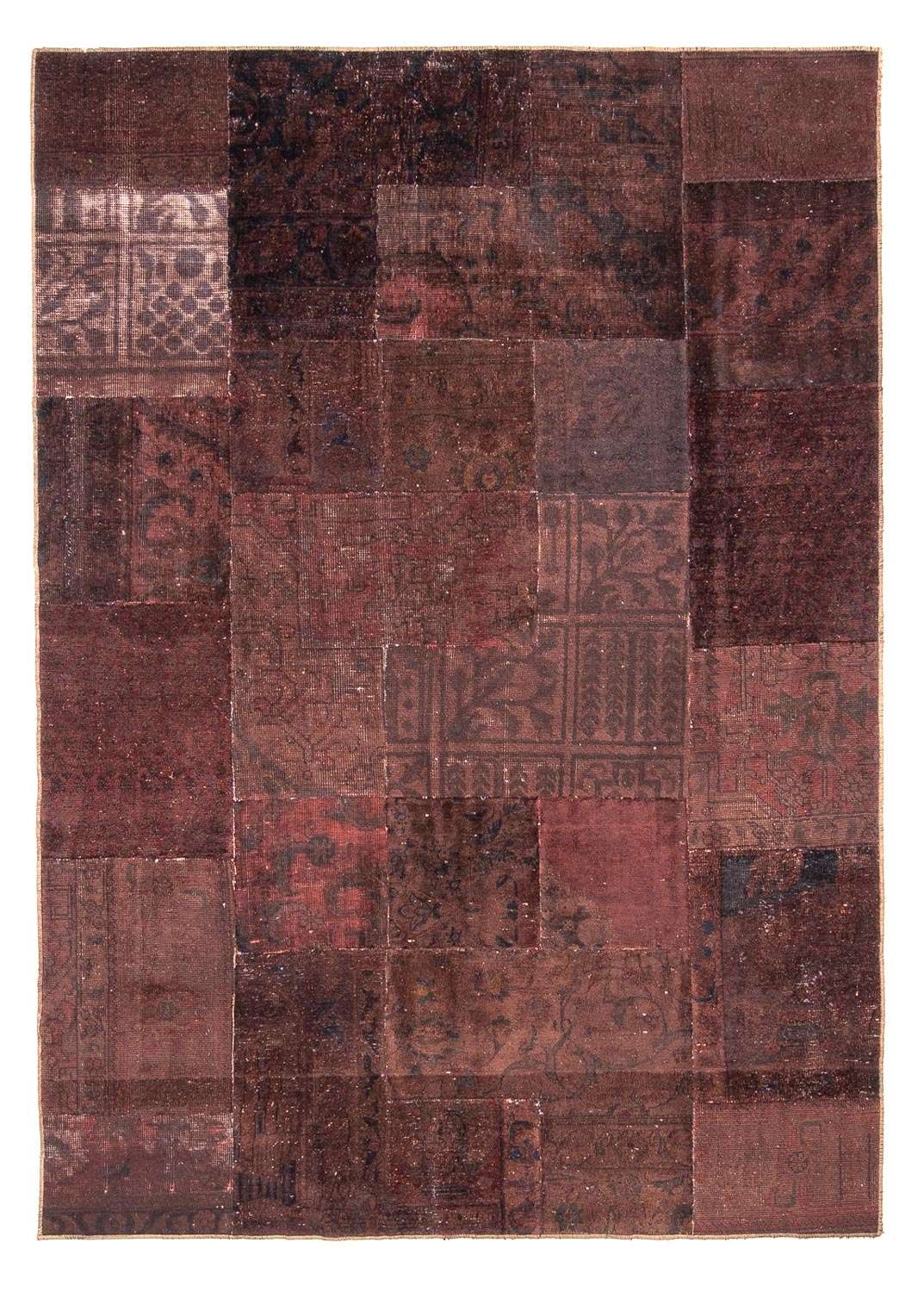 Alfombra de patchwork - 233 x 195 cm - marrón oscuro
