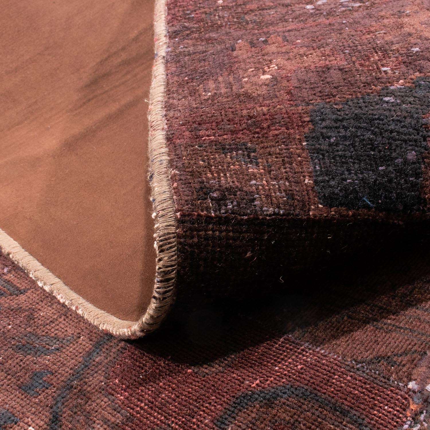 Patchwork-tæppe - 233 x 195 cm - mørkebrun