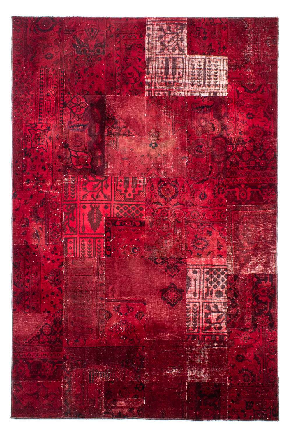 Dywan patchworkowy - 293 x 194 cm - ciemna czerwień