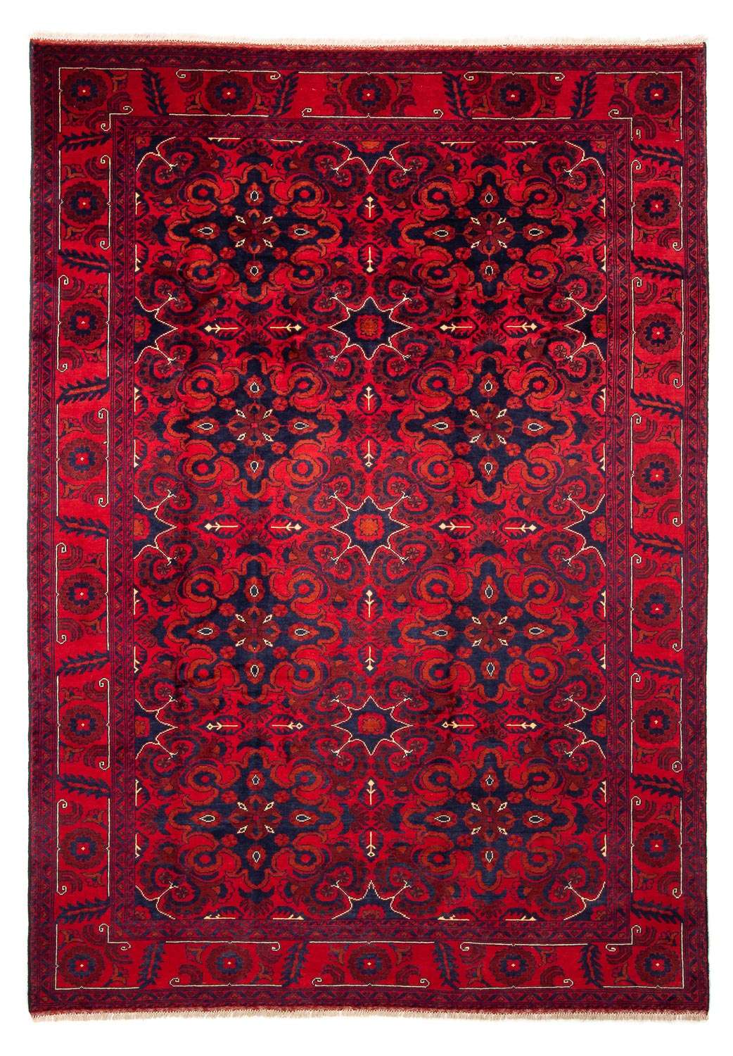 Alfombra afgana - Kunduz - 282 x 200 cm - rojo oscuro