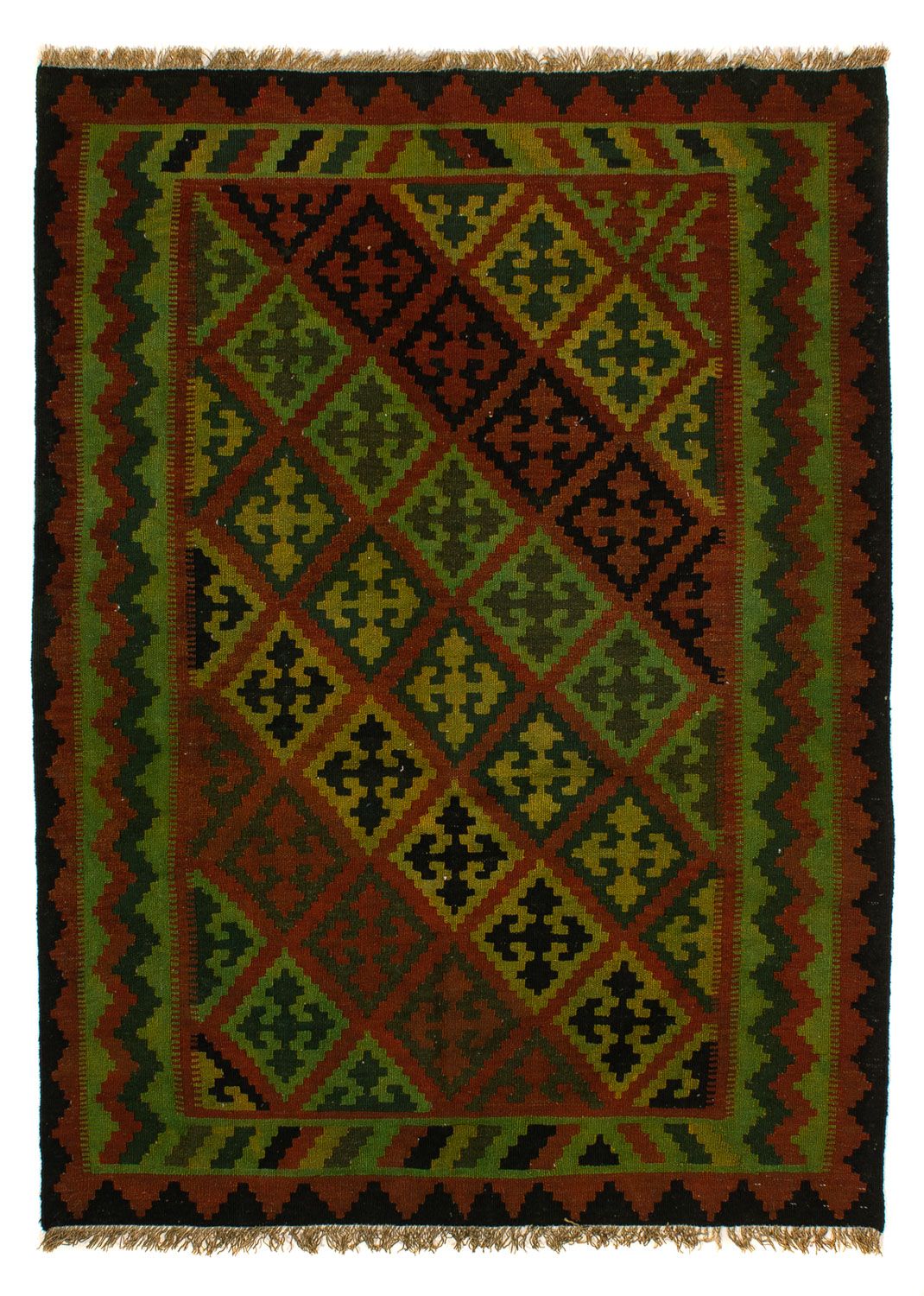 Tapete Kelim - Oriental - 197 x 148 cm - verde escuro