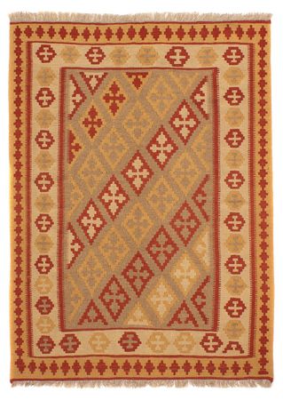 Kelim Carpet - orientalisk matta - 198 x 146 cm - ljusbrun