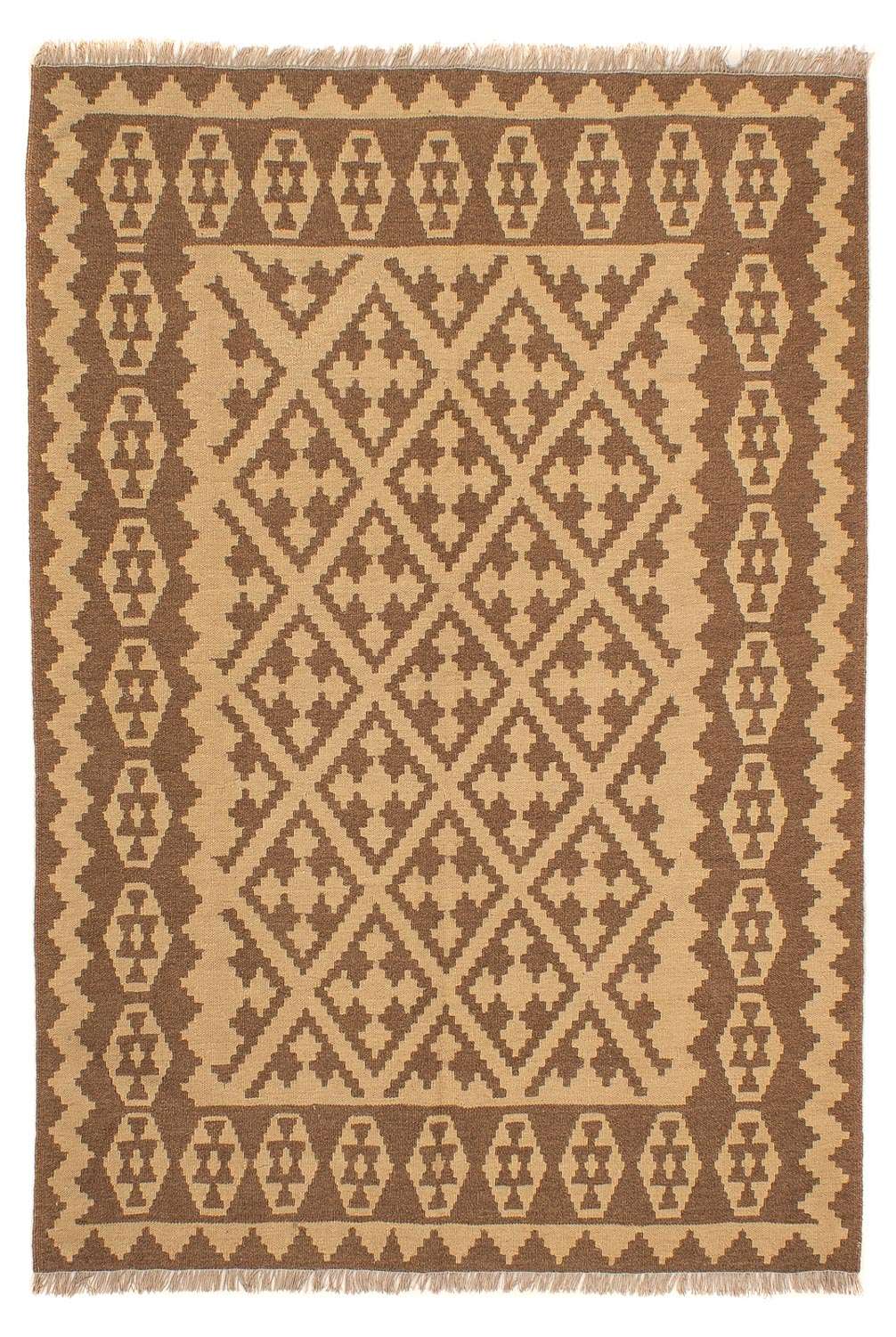Kelim-tæppe - orientalsk - 203 x 165 cm - lys brun
