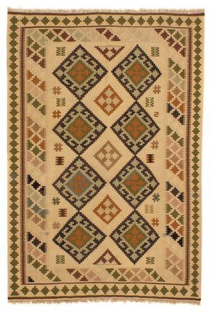 Kelim Carpet - orientalisk matta - 198 x 135 cm - ljusbrun