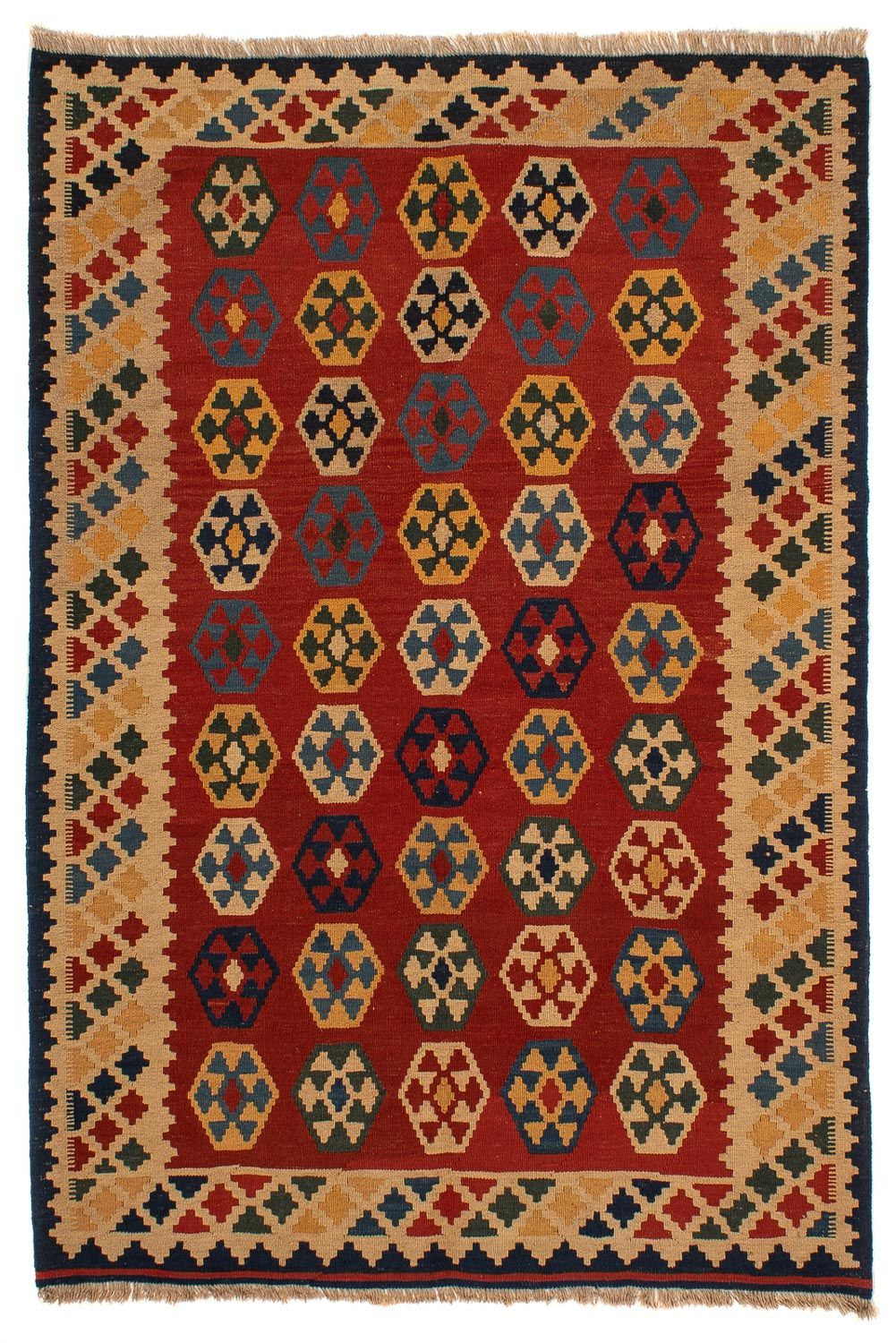 Alfombra Kelim - Oriental - 212 x 152 cm - rojo oscuro