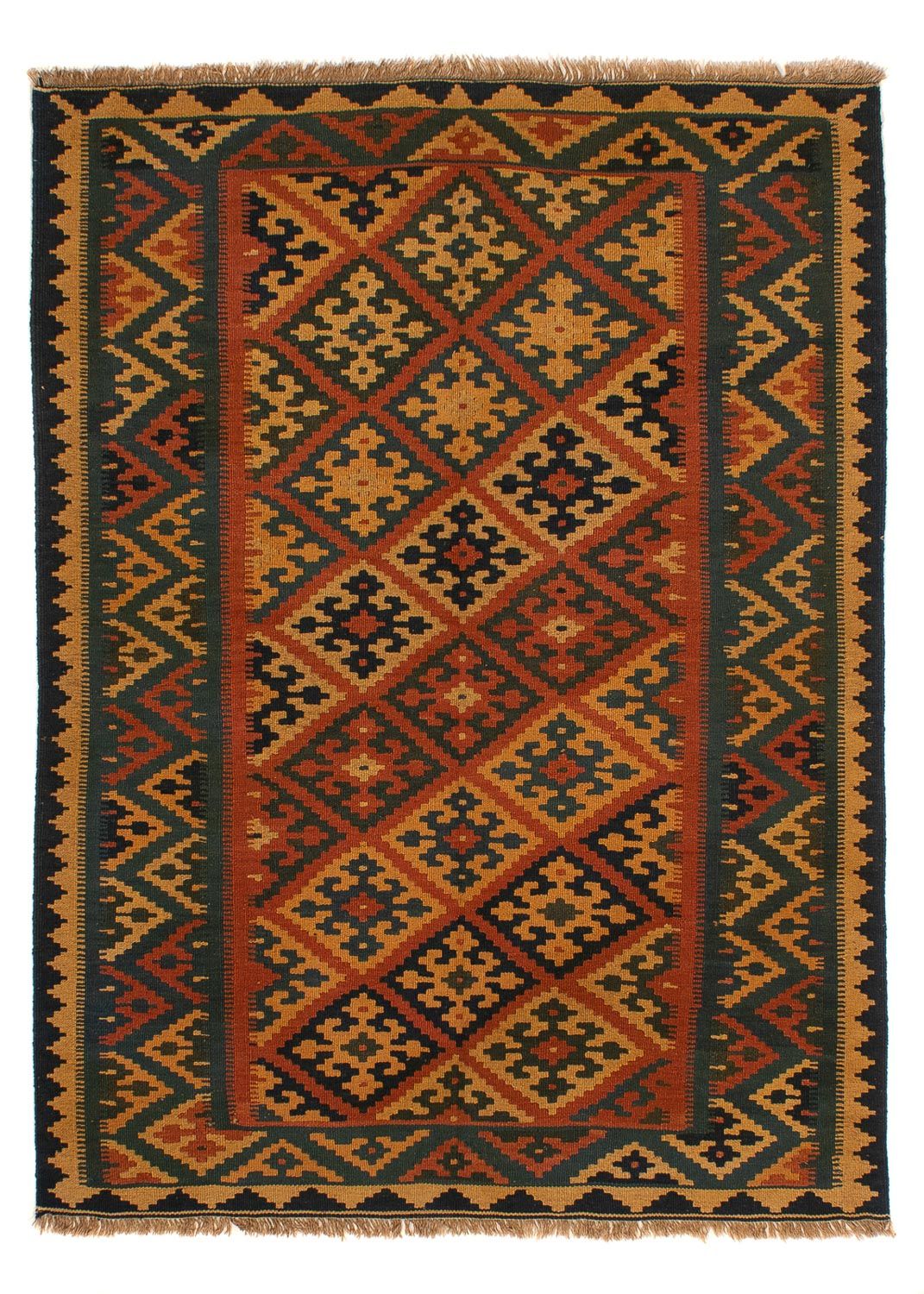 Alfombra Kelim - Oriental - 198 x 148 cm - rojo oscuro