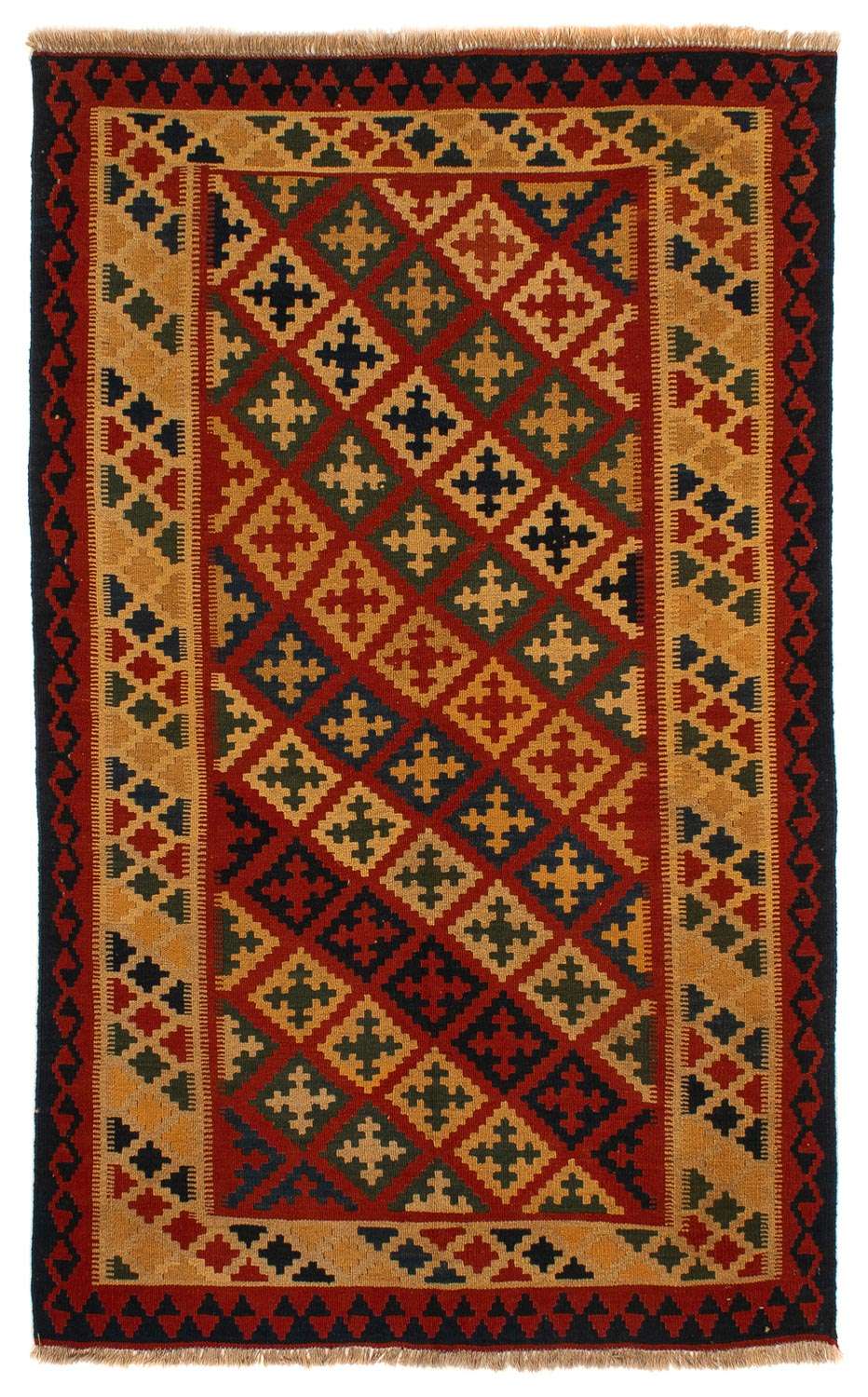 Kelim-tæppe - orientalsk - 211 x 146 cm - mørkerød