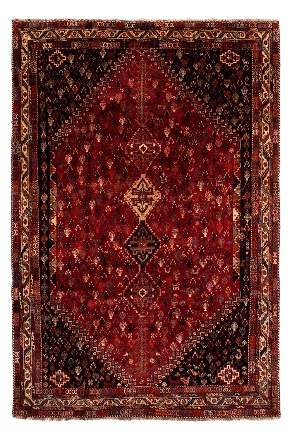 Alfombra persa - Nómada - 315 x 216 cm - rojo oscuro