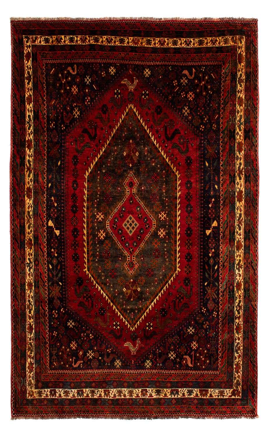 Alfombra persa - Nómada - 312 x 208 cm - rojo oscuro