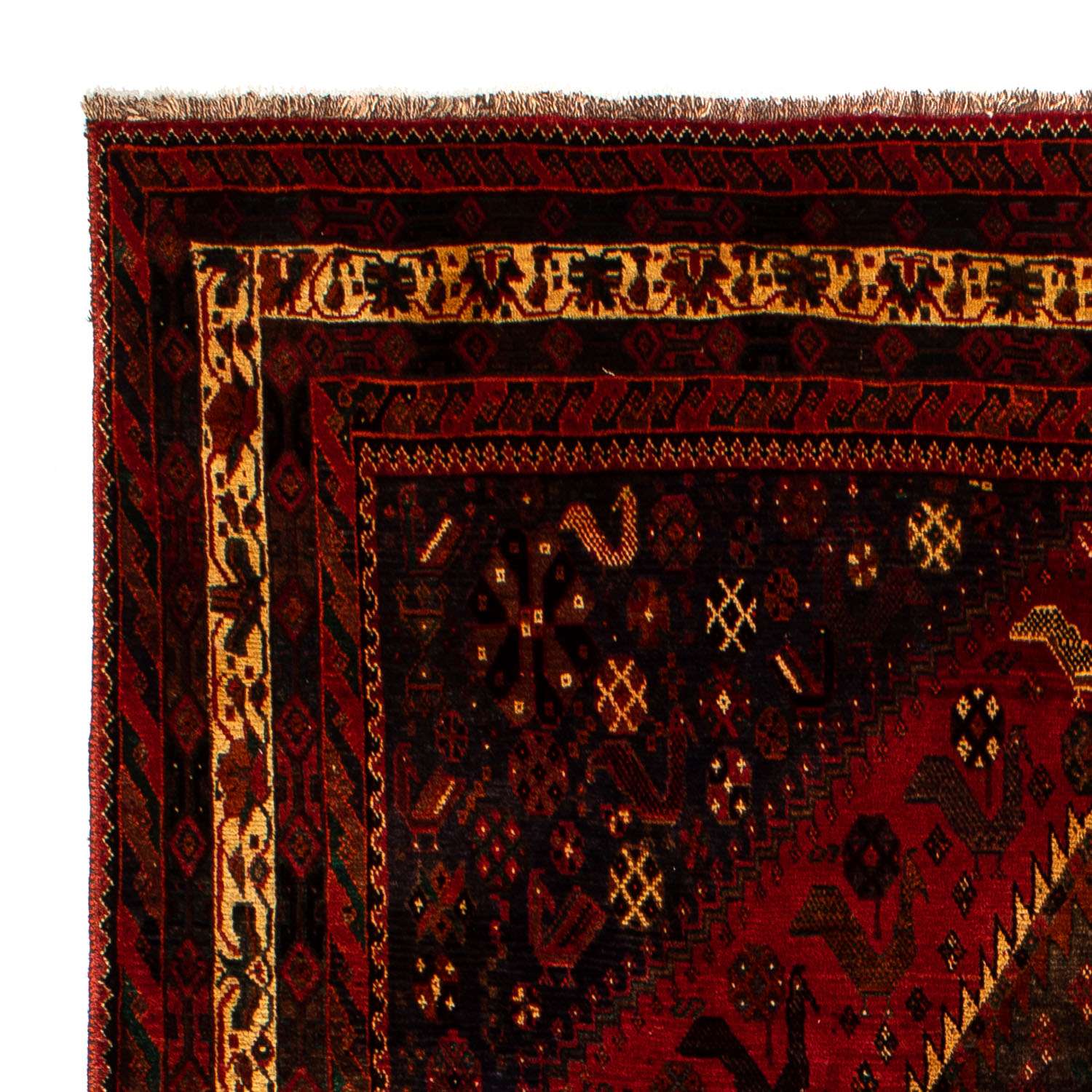Persisk tæppe - Nomadisk - 312 x 208 cm - mørkerød