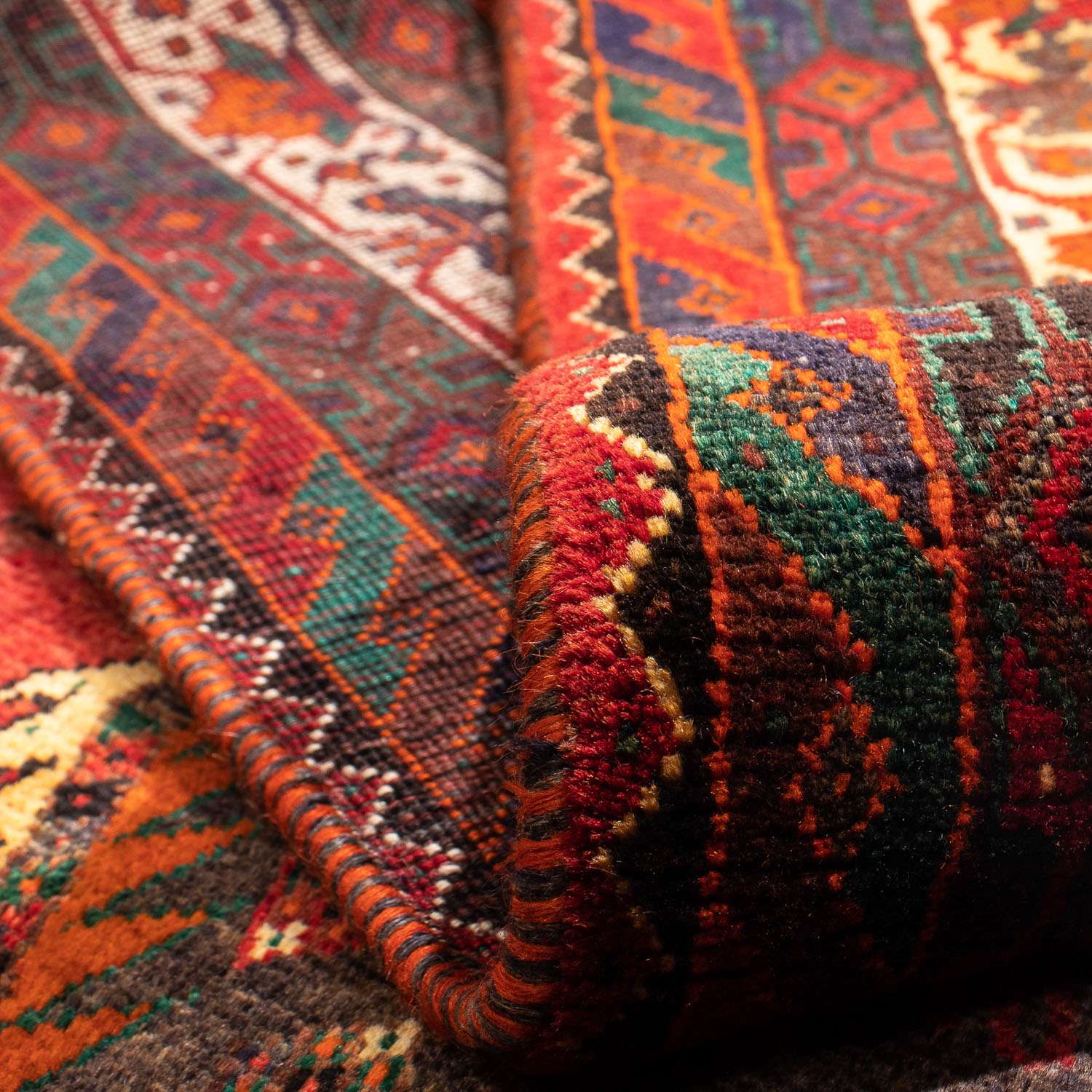 Persisk teppe - Nomadisk - 312 x 208 cm - mørk rød