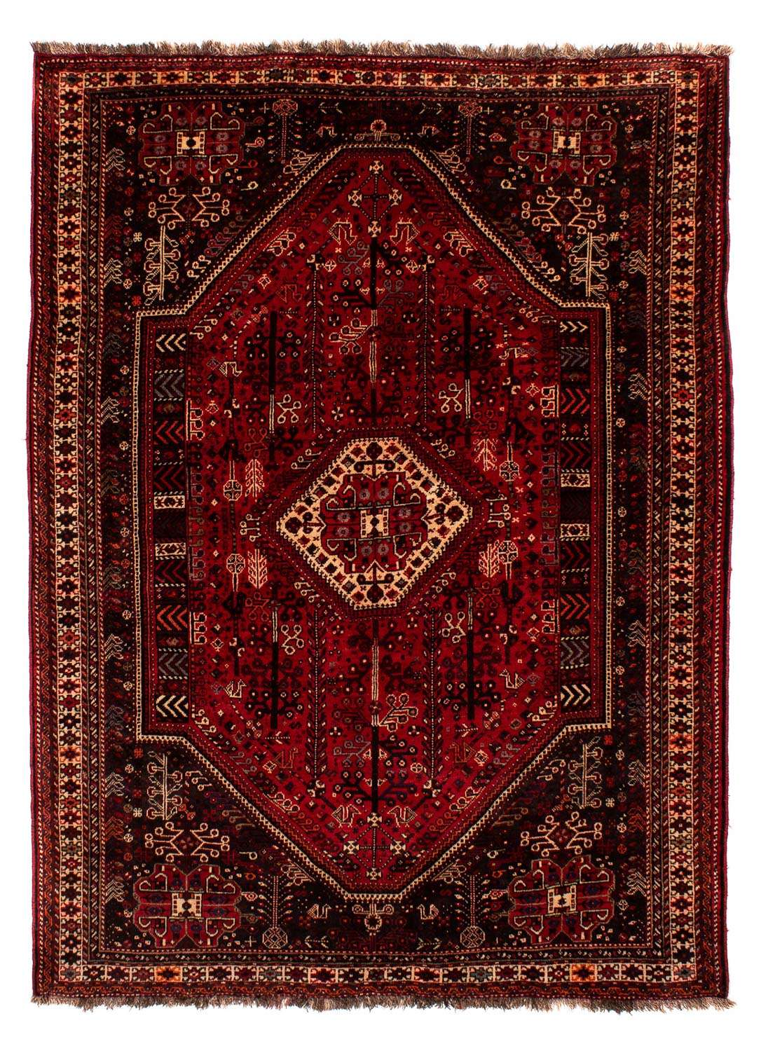 Perský koberec - Nomádský - 245 x 190 cm - tmavě červená