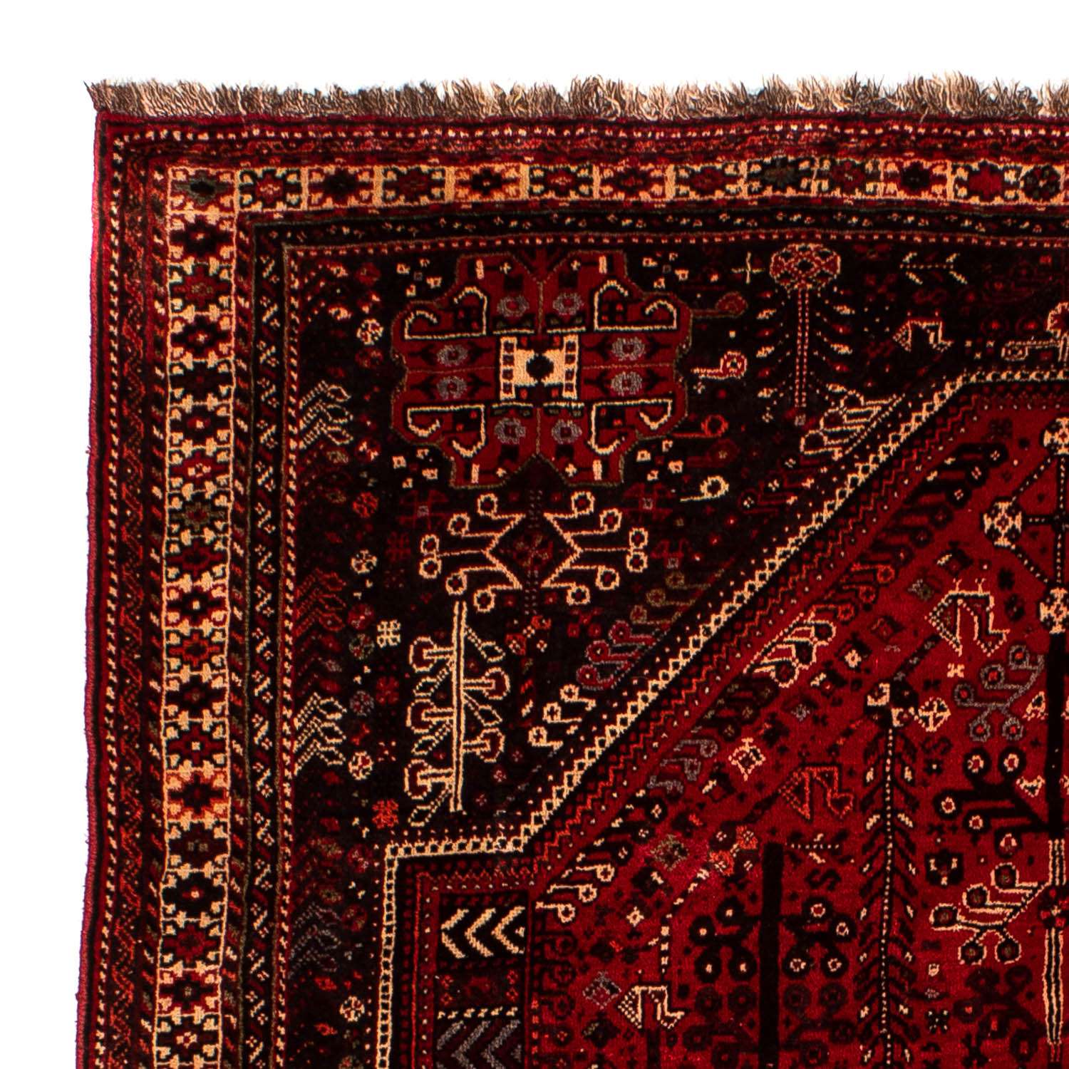 Persisk tæppe - Nomadisk - 245 x 190 cm - mørkerød